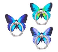 AOZUO Lot de 3 anneaux de support pour téléphone portable, motif papillon peint en métal, rotation à 360 degrés, anneau de support avec boucle de bouton, compatible avec tous les smartphones et