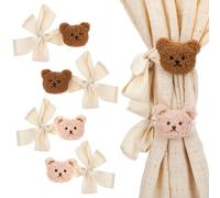 AOZUO Lot de 4 embrasses de Rideaux en Forme d'ours de Dessin animé Mignon pour Rideaux, décoration de Chambre d'enfant en Peluche pour la Maison, Le Bureau, la Chambre, décoration de fenêtre