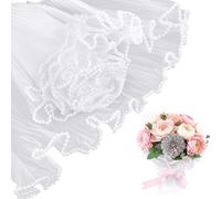AOZUO Papier D'emballage De Mariage,4 M Papier De Bouquet, Papier D'emballage De Papier De Fleur Papier D'emballage Blanc Papier D'emballage De Fleurs Fil De Filet Ondulé Pour Fournitures De Fleuriste