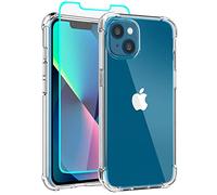 Aozuoton Funda iphone 13, Fundas iphone 14 Con HD Protector Pantalla, Transparente Suave Anti-Choque TPU Anti-arañazos Silicona Para iphone 13/14,Transparente