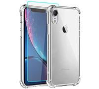 Aozuoton Funda iPhone XR Con HD Protector Pantalla, Transparente Suave Anti-Choque TPU Anti-Arañazos Silicona