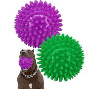 Aozuoton Lot de 2 balles couineuses robustes de 8,9 cm pour chiens de taille moyenne à grande, balles en pointes pour chiens pour des dents propres et l'entraînement, jouets pour chiens de grande