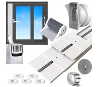 Aozzy 160cm kit fenêtre climatiseur mobile Longueur réglable 66-160cm avec Adapt Universel 13/15cm 1 m Filtre DIY & Joint pour Climatiseur Mobile sur Fenêtres Verticales/Horizontales