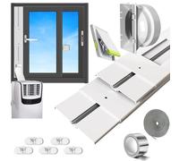 Aozzy 160cm kit fenêtre climatiseur mobile Longueur réglable 66-160cm avec Adapt Universel 13/15cm Verrou de Sécurité & Joint pour Climatiseur Mobile sur Fenêtres Verticales/Horizontales