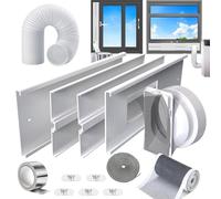 Aozzy 160cm Kit joint de fenêtre climatisation Longueur réglable 66-160cm avec Tuyau Φ15cm, 1 m Filtre DIY & Joint, Adapt. 13/15cm pour Climatiseur Mobile sur Fenêtres Verticales/Horizontales