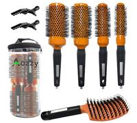 Aozzy Brosse Ronde Cheveux Brushing Professionnel, 4 céramique antistatique Brosse Ronde Brushing et 1 Brosses à Cheveux en Poils de sanglier, anti-casse demelante et peigne de Massage