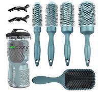 Aozzy Brosse Ronde Cheveux Brushing Professionnel, 4 Céramique Antistatique et 1 Pneumatique, Anti-Casse Démêlante et Peigne de Massage
