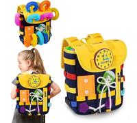 Aozzy Sac à dos Montessori pour les tout-petits Boucle Zippers, Jouets sensoriels Montessori, Apprendre l'activité par le jeu, Peut être stocké et transporté sur le dos, Sac à dos de voyage pour jouet