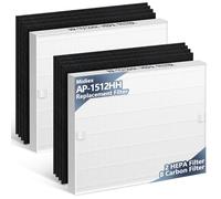 AP-1512HH Filtre de rechange compatible avec purificateur d'air Coway Airmega AP-1512HH, filtre de rechange H13 True AP1512hh, 2 filtres HEPA + 8 filtres à charbon actif