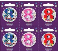 Apac - Badge "Today", 8 anniversaire pack de 6 - Métal SG28440 (Taille unique) (Coloré)