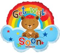 Apac - Nounours - Ballon en plastique "Get Well Soon" - Film SG28086 (Taille unique) (Coloré)