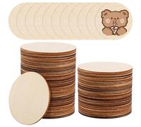 APACALI 100pcs 7.6cm Rondin de Bois sans Trou, 3 mm d’Épaisseur, Tranche de Bois Naturel, Rondelles de Bois disques en Bois pour Decoration Noel Bois, Marque Place Mariage, Pyrograveur Bois