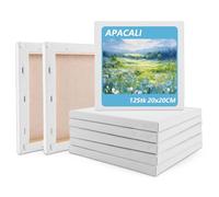 APACALI 12 Pièces Toile à Peindre 20 x 20 cm, Panneaux Blancs de Coton pour Peintures Acryliques, Huile, Gouache - Sans Acide