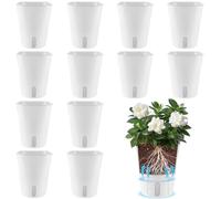 APACALI 12PCS Pots Auto-arrosage, 12,5 cm Avec Système d'Irrigation, Indicateur de Niveau d'Eau, Pour l'Intérieur et Le Balcon
