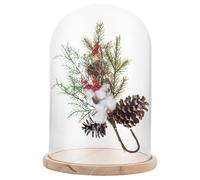 APACALI 1PCS cloche en verre avec fond en bois, cloche décorative de 30 cm, cloche en verre transparent, cloche en verre avec fond pour lumières, décoration, accessoires d'intérieur