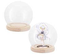 APACALI 2pcs Cloche en Verre avec Fond en Bois, Cloche décorative en Verre Transparent de 11 cm, Cloche en Verre Transparent, Cloche en Verre avec Fond pour lumières, décoration