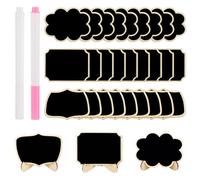 APACALI 30 Pièces Mini Ardoise Craie, Mini Tableau Ardoise Bois Mural avec Support, Etiquette Chevalet pour Marque Place, Décoration Mariage, Message Board, École Porte Nom Table, Panneau de Fête