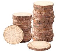 APACALI 35pcs Rondin de Bois sans Trou, 10cm Tranche de Bois Naturel, Rondelles de Bois disques en Bois pour Decoration Noel Bois, Marque Place Mariage, Pyrograveur Bois