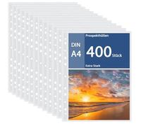 APACALI 400pcs Pochettes Perforée Perforées A4, Transparent Pochettes Plastiques Perforées A4, Pour protéger le papier, les fichiers et documents, Ouverture sur le haut