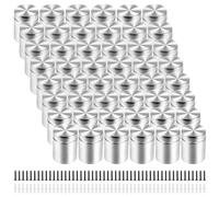 APACALI 50 Pièces Support vis Publicité en Acier Inoxydable, 19 x 25mm Entretoise de Verre, Vis d'écartement, Support Mural pour Clous Publicitaires, pour Plaques et Présentoirs de Signe (Argent)