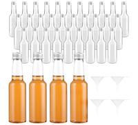 APACALI 50pcs Mini Bouteilles Plastique 100 ML, Mini Bouteille Alcool avec bouchons à vis et 5 Entonnoir, Bouteilles Miniatures Réutilisables pour remplir les liquides pour les mariages, les fêtes