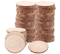 APACALI 50pcs Rondin de Bois sans Trou, 7cm Tranche de Bois Naturel, Rondelles de Bois disques en Bois pour Decoration Noel Bois, Marque Place Mariage, Pyrograveur Bois