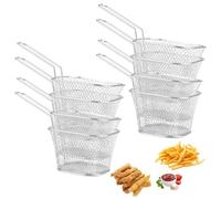 APACALI 8 Pièces Panier à Frites en Acier Inoxydable - Mini Plats de Service pour Chips, Poulet Frit, Rondelles d'Oignon, Crevettes