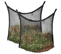 APACALI Lot de 2 filets à foin pour chevaux - 80 x 90 cm - Grand sac à foin avec 4 mousquetons - Capacité : 10 kg - Noir