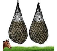 APACALI Lot de 2 filets à foin pour chevaux à mailles serrées avec mousqueton, filet à foin à mailles serrées 5 x 5 cm, pour chevaux, alimentation adaptée à l'espèce, améliore la digestion