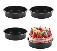 APACALI Lot de 4 moules à gâteau ronds de 20 cm - En acier inoxydable - Avec revêtement antiadhésif - Convient pour gâteaux, brownies, tartes, lasagned