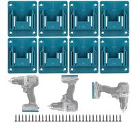 APACALI Lot de 8 supports muraux pour makita 18 V - Porte-outils électriques - Support de batterie avec 32 vis - Support de machine de stockage en atelier - Bleu - 14,4 à 18 V