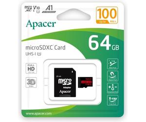 Apacer Memory Card 64GB XC UHS C10 100MBS Card+ADP ap64gmcsx10ub-r