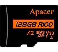 Apacer R100 Carte mémoire microSDXC 128Go (100/80 MB/s) Class 10 UHS-I U3 V30 A2 + Adaptateur