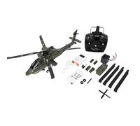 Apache AH-64D CP Hélicoptère 6G/3D RTF Vert avec télécommande, Batterie, câble de Charge, Accessoires