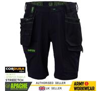 Apache Extensible Short Travail Cargo Poches Noir Slim Fit Léger Commerce Spec