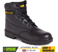 Apache Hommes Cuir Noir S3 Sécurité Travail Bottes Embout en Acier & Anti-stat