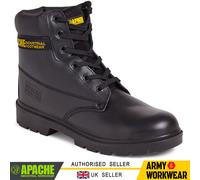 Apache Hommes Cuir Noir S3 Sécurité Travail Bottes Embout en Acier & Anti-stat