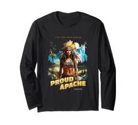 Apache Proud American Native Indian Pinup Girl Lake Retro Manche Longue