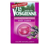 Apaisement immédiat de la gorge avec les bonbons Cassis Sans sucres LA VOSGIENNE, format 49g - Lot de 4