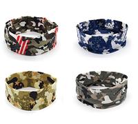 Apanphy® 4pcs Bandeaux de Yoga de Sport, Bandeaux de Camouflage de Coton Extensible, Hommes et Femmes exécutant des Bandeaux antitranspirant Bande de Cheveux Camouflage
