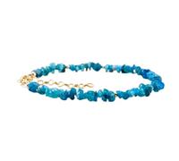 Apatite 2-6 mm Perles grosses taillées en forme de pépites 17,8 cm, fermoir réglable plaqué or, bracelet pour homme et femme | LK_STACK_00533