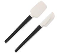 Apausvcm Lot de 2 spatules en silicone - Petites spatules étroites - Avec manche en bois - Petites spatules de cuisine étroites - En silicone - Antiadhésives - Flexible - Pour la pâtisserie, le