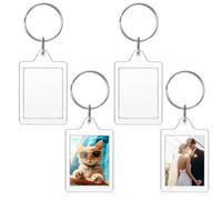 Apausvcm Lot de 4 porte-clés photo en acrylique transparent - Porte-clés double face vierge pour les amis de la famille - Cadeau de bricolage personnalisé - Photo lumineuse