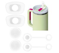 Apausvcm Lot de 6 couvercles de paille - Bouchons anti-fuite en silicone - Carré et rond - Accessoire pour gobelet de 800 à 1100 ml