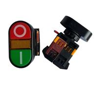 APBB 22mm APBB-22 & 25N AC ON/OFF START STOP 1NO 1NC 2 boutons 22N interrupteur à bouton-poussoir momentané à Double tête avec lampe jaune LED(AC110V)