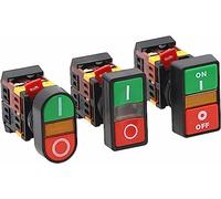 APBB-22N-25N PPBB-30N Start-Stop Double Interrupteur à Boutons-Poussoirs avec Lampe LED 22mm 25mm 30mm DC12/24/36 AC220/380V (Color : PPBB-30, Size : 36v)(Apbb-yuan,12V)