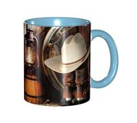 Apbdffjnf American West Rodeo Tasses à café en céramique avec poignée pour bureau et maison, 325 ml, bleu ciel