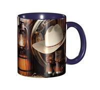 Apbdffjnf American West Rodeo Tasses à café en céramique avec poignée pour bureau et maison, 325 ml, bleu marine