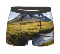 Apbdffjnf Boxer imprimé cascade montagne pour homme - Sous-vêtements respirants, légers et confortables pour un confort tout au long de la journée, Noir , M