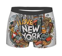 Apbdffjnf Boxer pour homme imprimé sur le thème américain de New York - Respirant, léger et confortable pour un confort tout au long de la journée, Noir , L